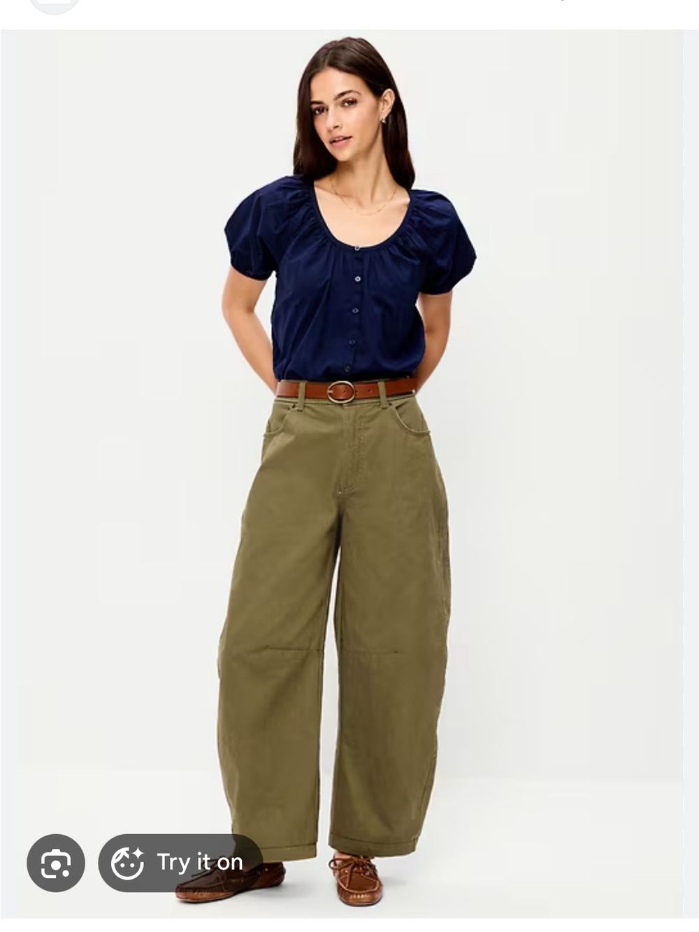 NWT Old Navy TALL LONG Barrel Leg Extra High Rise Chino 100% Cotton Green Olive